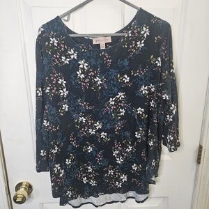 Philosophy Brand 3/4 Sleeve Floral Top Size 1X Multicolor Women's Casual Top